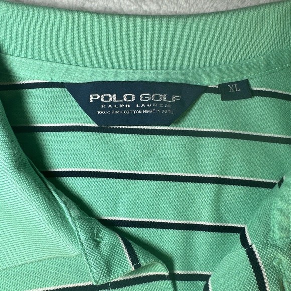 Men's XL Polo Golf Mint Green/Stripe Performance Short Sleeve Shirt - Picture 11 of 13